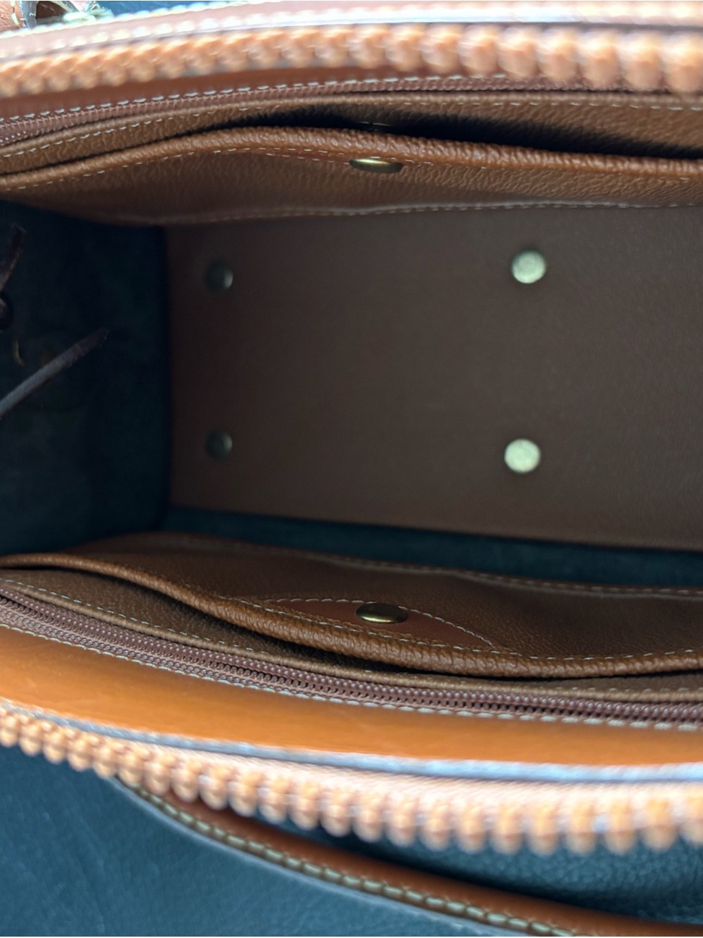 Dooney & Bourke Black with Brown Trim Pebbled Leather Satchel - Picture 7 of 13